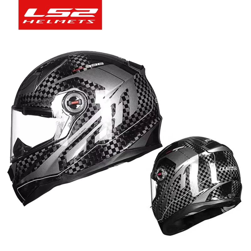 

Original LS2 FF396 Carbon Fiber Motorcycle Helmet ls2 full face helmets casco casque moto no airbags pump