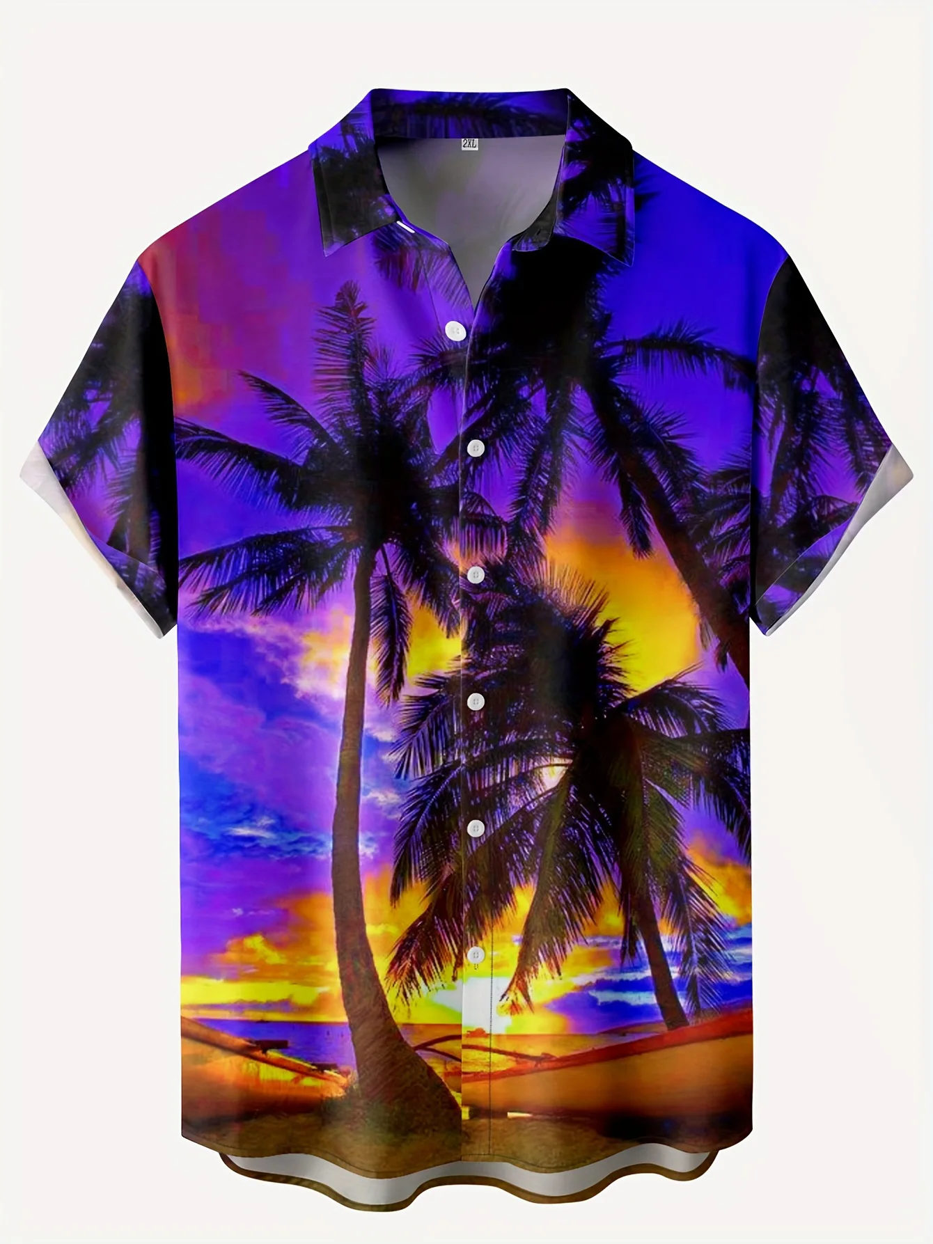 2025 Summer Beach Vacation Series New Coconut Tree Print Casual Loose-fitting Short-sleeved Lightweight Hawaiian Shirt