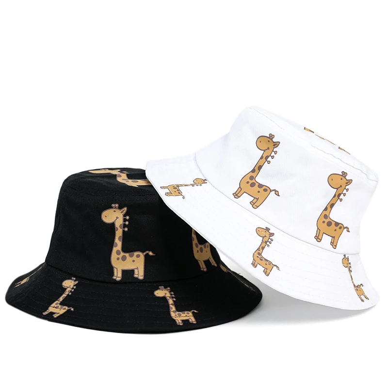 Bocca Children Bucket Hat Cartoon Giraffe Print Panama Fisherman Hats Baby Kids Foldable Sun Outdoor Beach Cap Casual Gorras