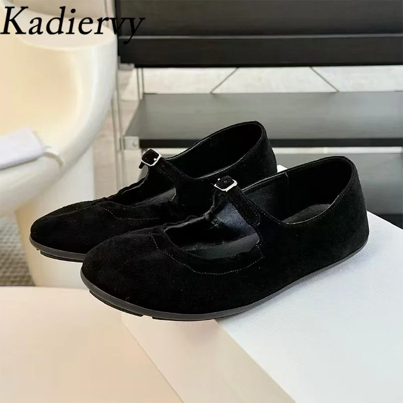 

Suede Leather Flat Loafers Woman Round Toe Slip-on Daily Lightweight Walking Shoes Women Cosy Office Commuting Women's Shoes