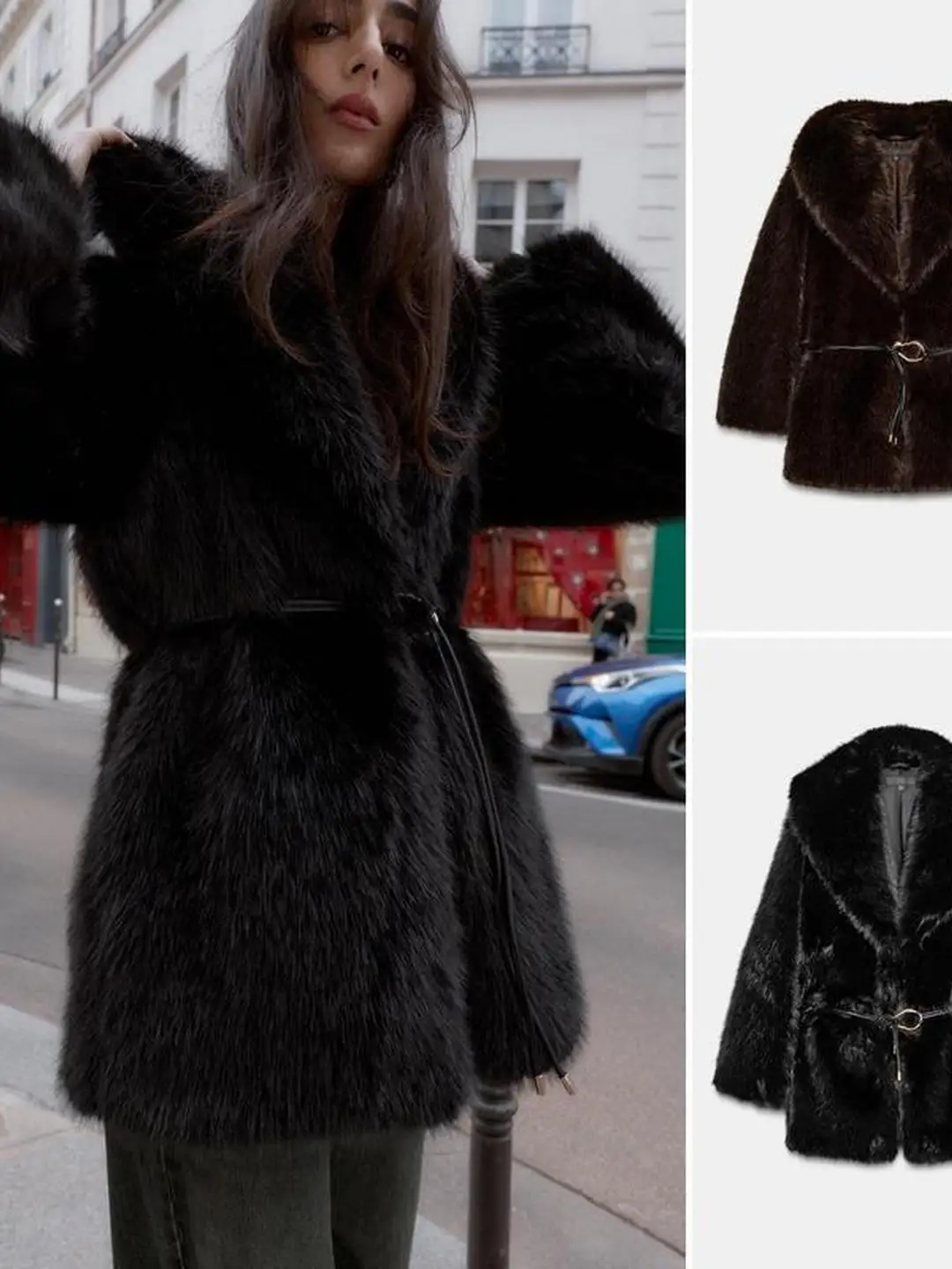 Ele kunstbont effect jas met riem bovenkleding voor dames herfst winter faion trend dames ort jaets jassen