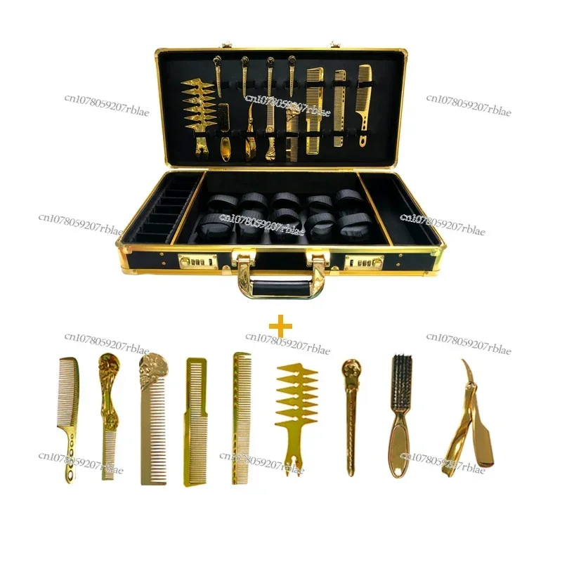 Multifunction Barber Hairdressing Toolbox Grooming Kit With Comb Clip Razor Set High Capacity Aluminum Case With Password Lock