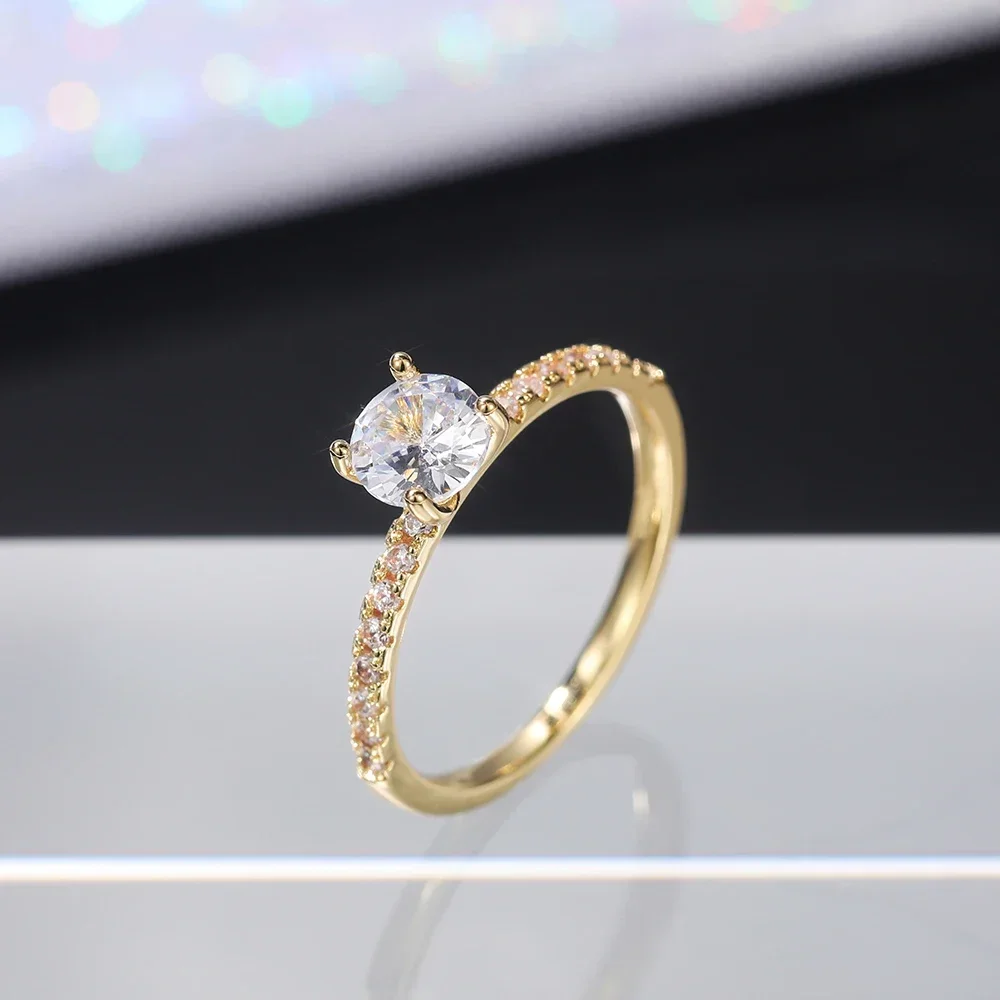 Huitan Hochzeit Band Ewigkeit Ringe Frauen Brillante Runde Zirkonia Luxus Verlobung Ringe Dünne Elegante Weibliche Schmuck Drop Schiff