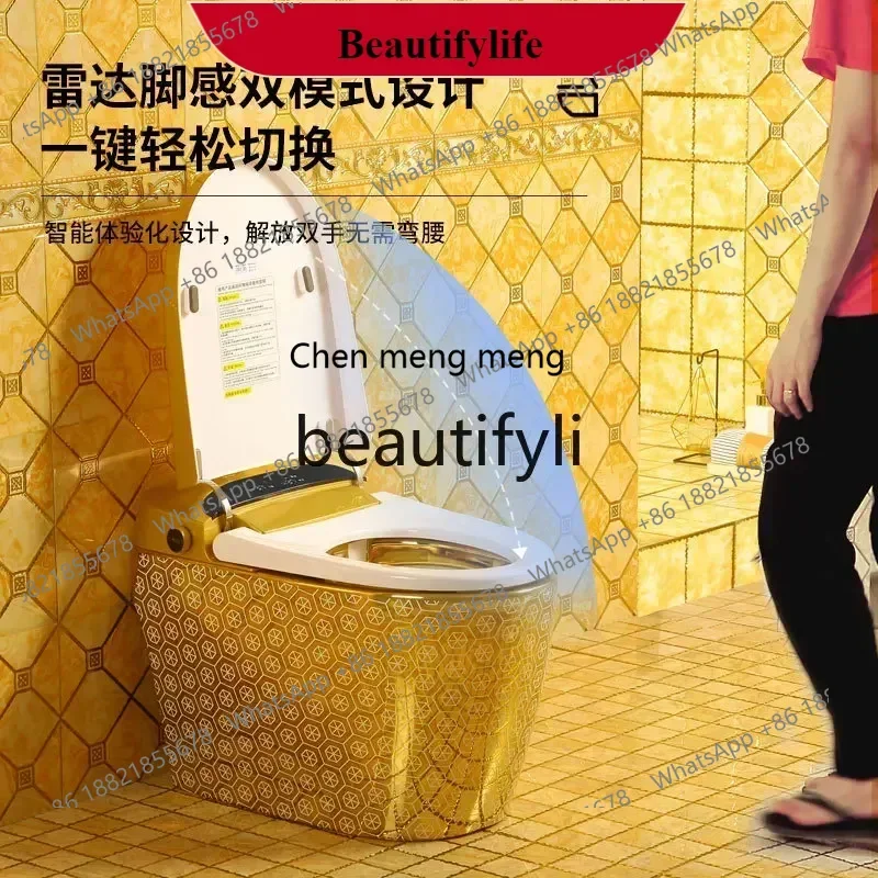 F185   Golden smart toilet automatic induction flip without water pressure limit integrated instant electric color toilet