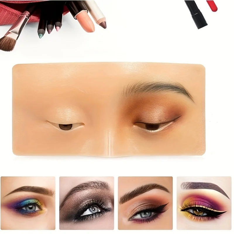 5D Realistic Silicone Eye Makeup Practice Board，Easy-to-clean and reusable facial painting practice board，Suitable for artists a