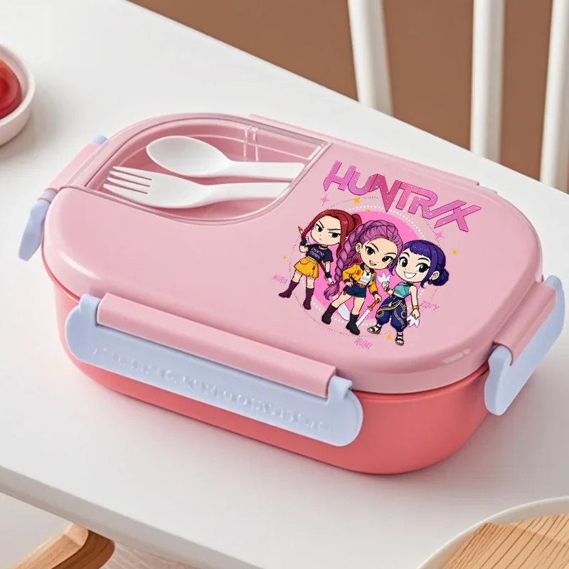 

KPop Demon Hunters Изолированный ланч-бокс из нержавеющей стали Высококачественный чехол Bento Kawaii Аниме Детский подогрев Портативный ланч-бокс Подарок