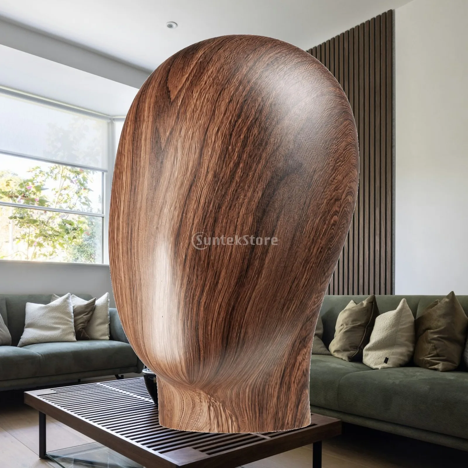 Plastic Head Mannequin Long-Lasting Mannequin Head with Wood-Grain Surface Sturdy Easy to Clean for Retail Shop Owners