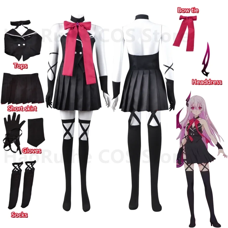 

CosplayAnime Engage Kiss Kisara Cosplay Dress Csotume Woman Sexy Black Tops Skirt Gloves Socks Party Halloween Clothing Set