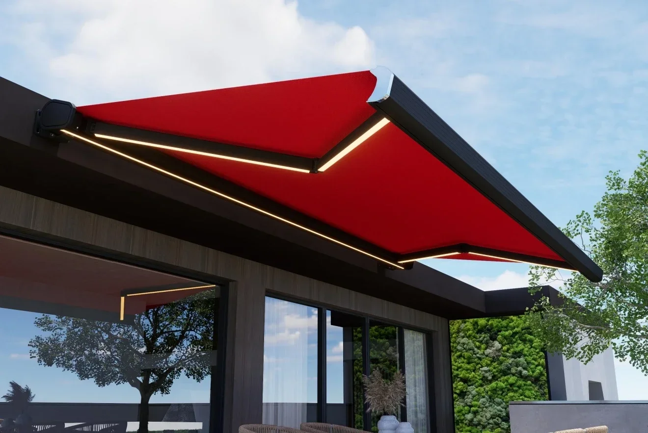 Factory Price Outdoor Folding Arm Electric Awnings Sun Shade Retractable Awnings for Shop Restaurant Balcony Outdoor Awning