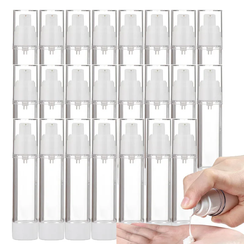 

20PCS Empty Plastic Lotion Vacuum Spray Airless Pump Bottle Refillable Travel Size Dispenser Portable Cream Cosmetic Containers