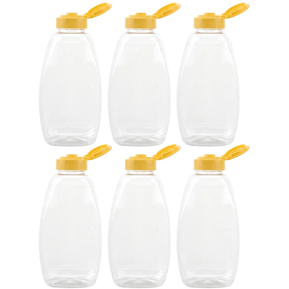 

6pcs Clear Storage Jar Empty Jam Squeeze Bottle Plastic Container Leak Proof Honey Jar For Kitchen Use Reusable Honey