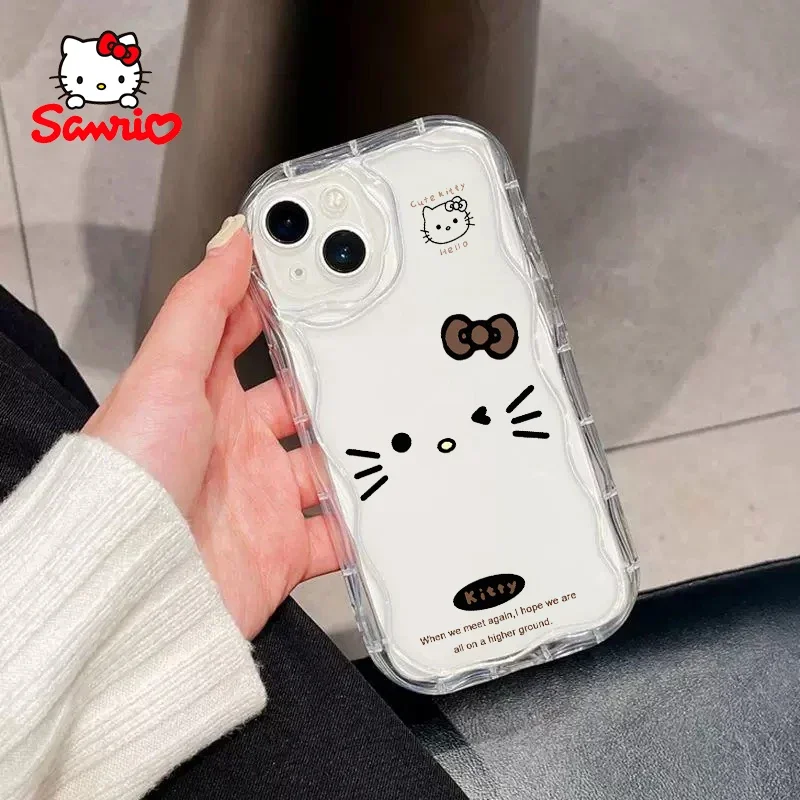 Sanrio 전화 케이스 Ins 스타일 단순 소녀 휴대 전화 쉘 키티 고양이 애니메이션 for Iphone Iphone 케이스 Cinnamoroll Gift