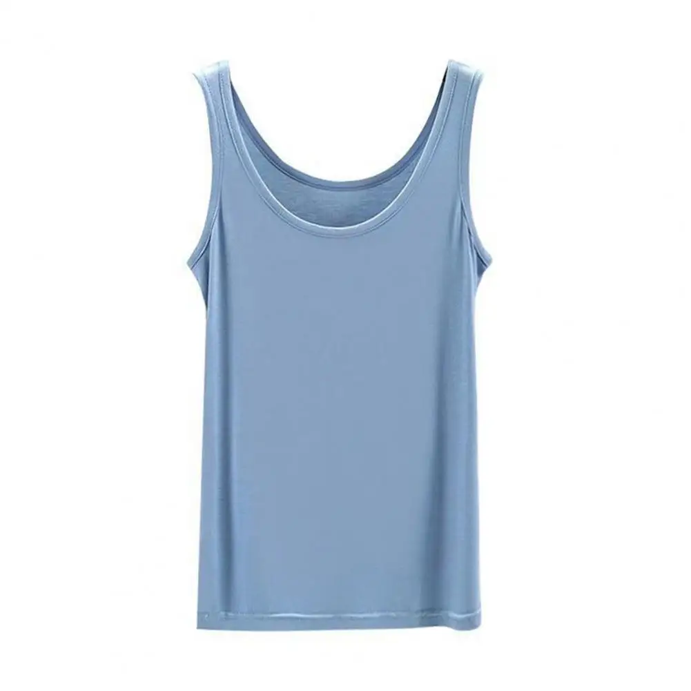 Fiber Tank Top Fiber Women's Summer Vest O-neck Sleeveless Tank Top Loose Fit Solid Color Sling Camisole Stretchy