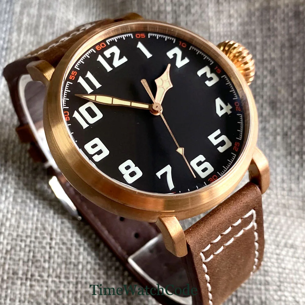 Tandorio 47mm Diver Men\'s Automatic Watch NH35 PT5000 CUSN8 Solid Bronze or 316L Steel Case 100m Waterproof Sapphire Crystal