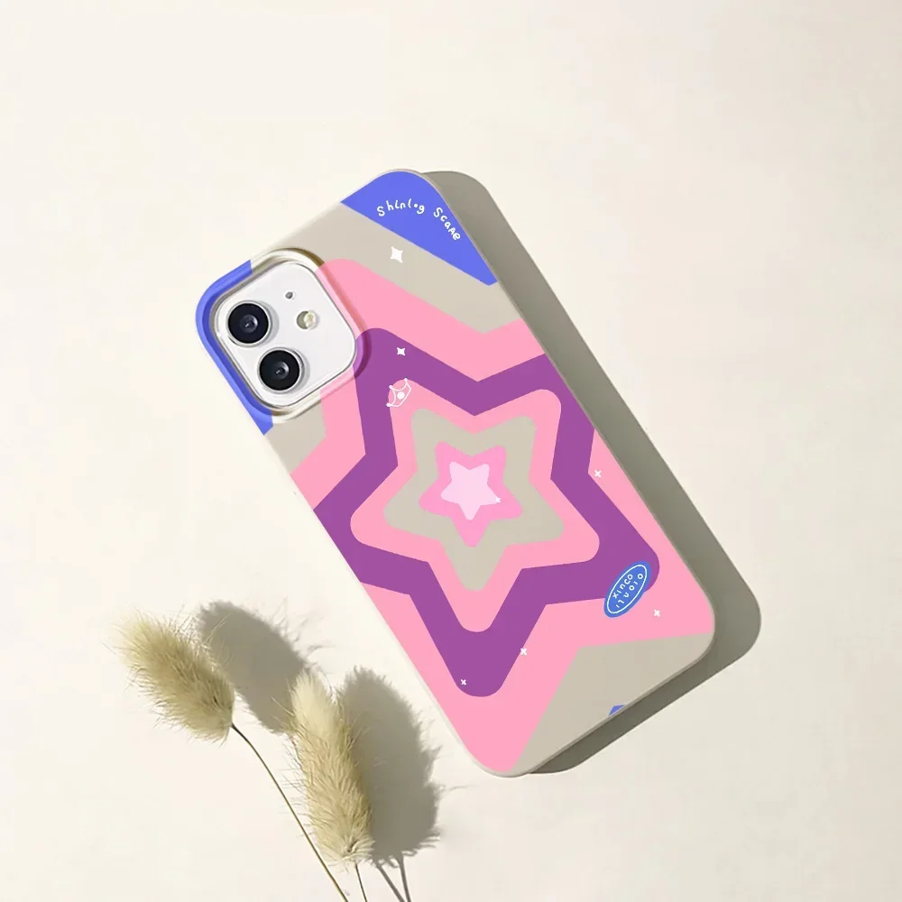 

Star Phone Case For iPhone 14 15 11 12 13 Pro Max XS XR X 7 8 Plus SE 2020 Soft Silicone Shockproof Glossy Candy Color Cover