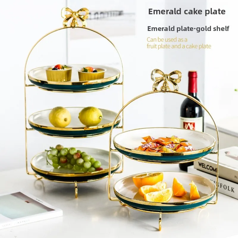 

Hanle European Ceramic Fruit Dish 3-Layer Pastry Plate Birthday Cake Holder