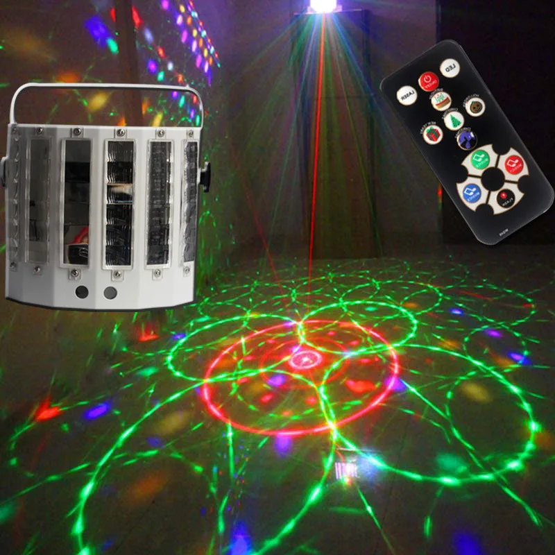 

9-Color butterfly laser laser double sword light KTV bar flash voice-activated rotating stage light projection light DMX