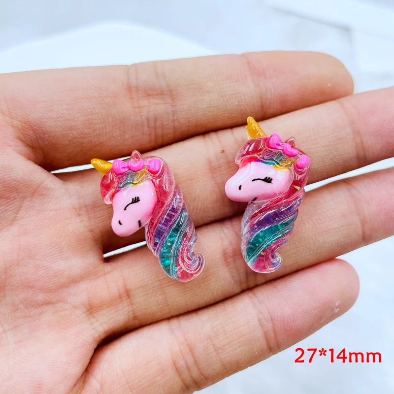 10 Pcs New Cute Resin Mini Cartoon Unicorn Flat Back Cabochon Scrapbook Kawaii DIY Embellishments Charm Decorate Accessories C54