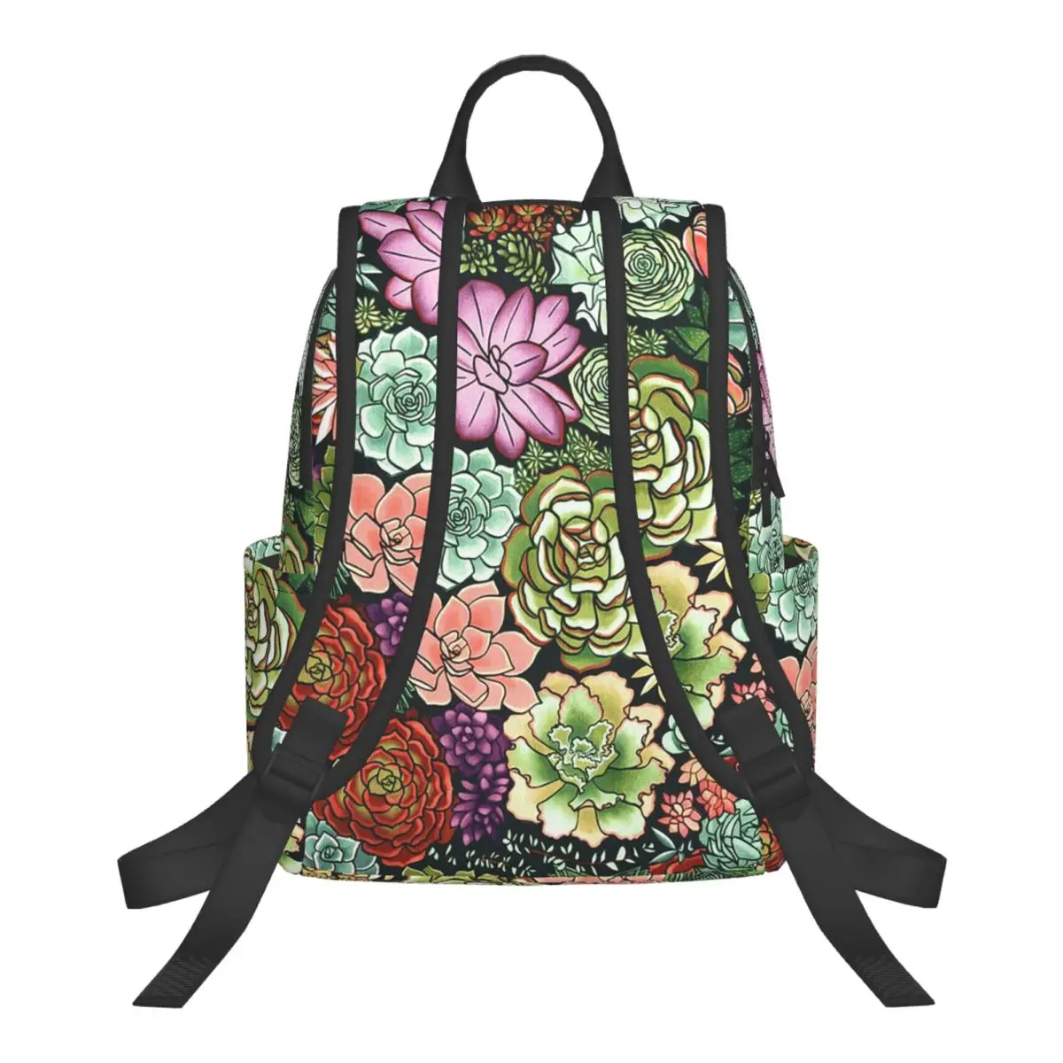 Blooming Succulent Plant Garden Student Backpack School Bag Hiking Travel Daypack for Men Women Bookbag Shoulder Bags