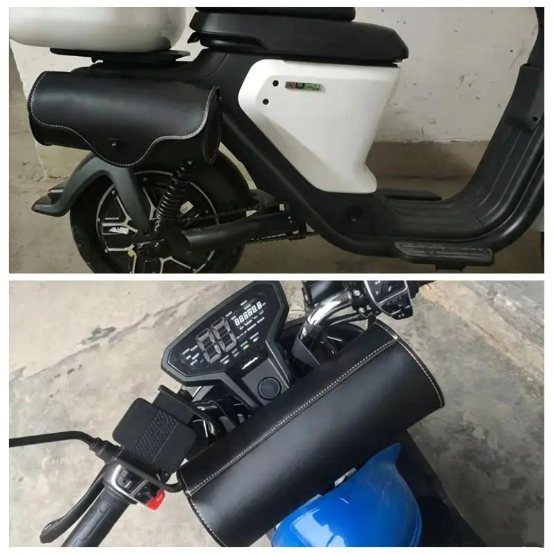 Motorrad- und Fahrradlenker-Aufbewahrungstasche aus PU-Leder, wasserdicht, mit verstellbaren Riemen, ideal für Outdoor-Fahrten, Pendel- und Ausflüge. – Detail 3