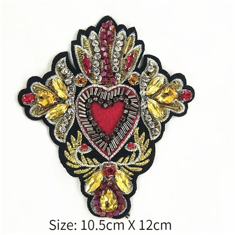 1 قطعة من الأحمر القلب مطرز الترتر التصحيح مخيط على الأزهار القماش ملصق DIY بها بنفسك الملابس حبة التصحيح شارة زين المطرزة حبة #6