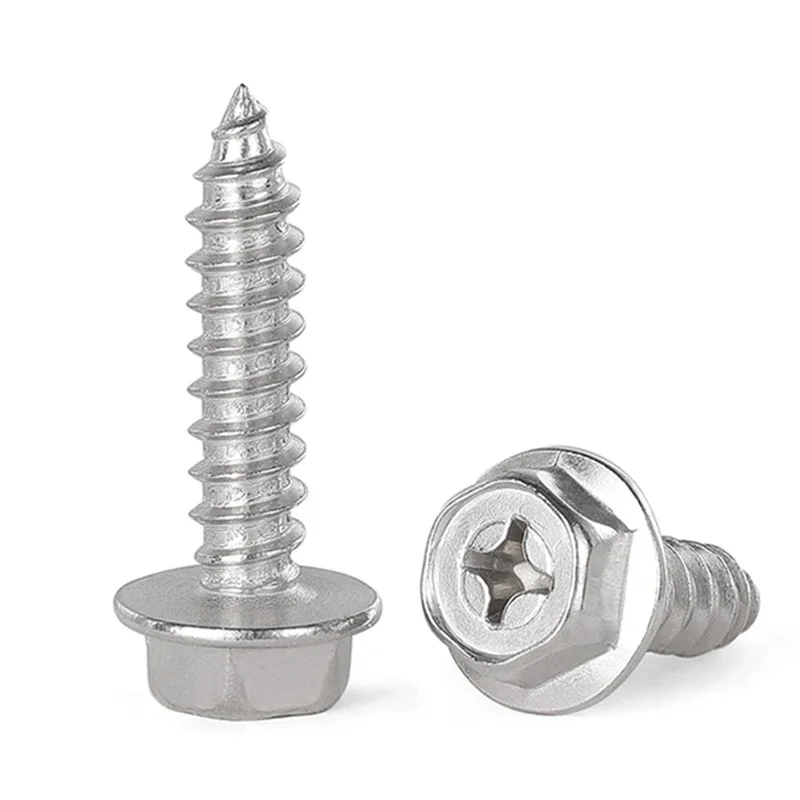 Phillips Cross Driving Hexagon Hex Head Flange Self Tapping Screws With Washer304 Stainless Steel M3 M4 M5 M6 M8