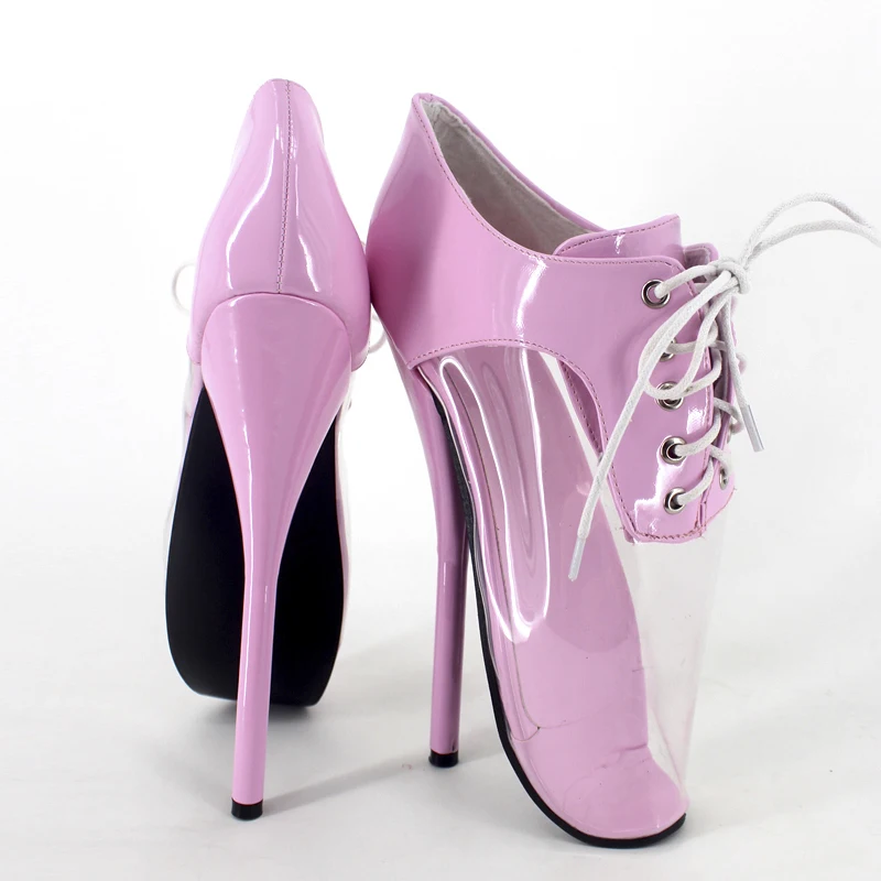 Transparent PVC Sexy Women Pumps Shoes 18CM Super High Ballet Heels Size 36-46