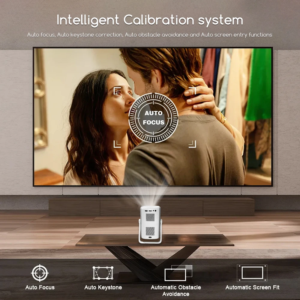 جهاز عرض Everycom R16 Full HD 1080P 4K بلوتوث واي فاي أندرويد 12 16000 لومن تركيز تلقائي متعاطي المخدرات مع 360 °   قوس الدورية