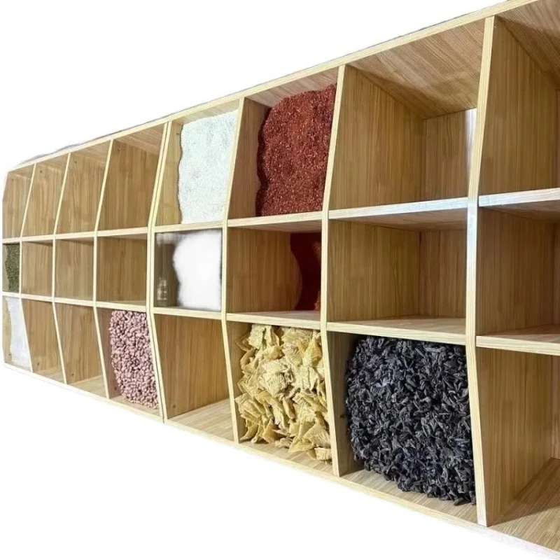 Prácticas estantes de madera para arroz, granos, aperitivos y frutas secas, almacenamiento a granel para supermercado