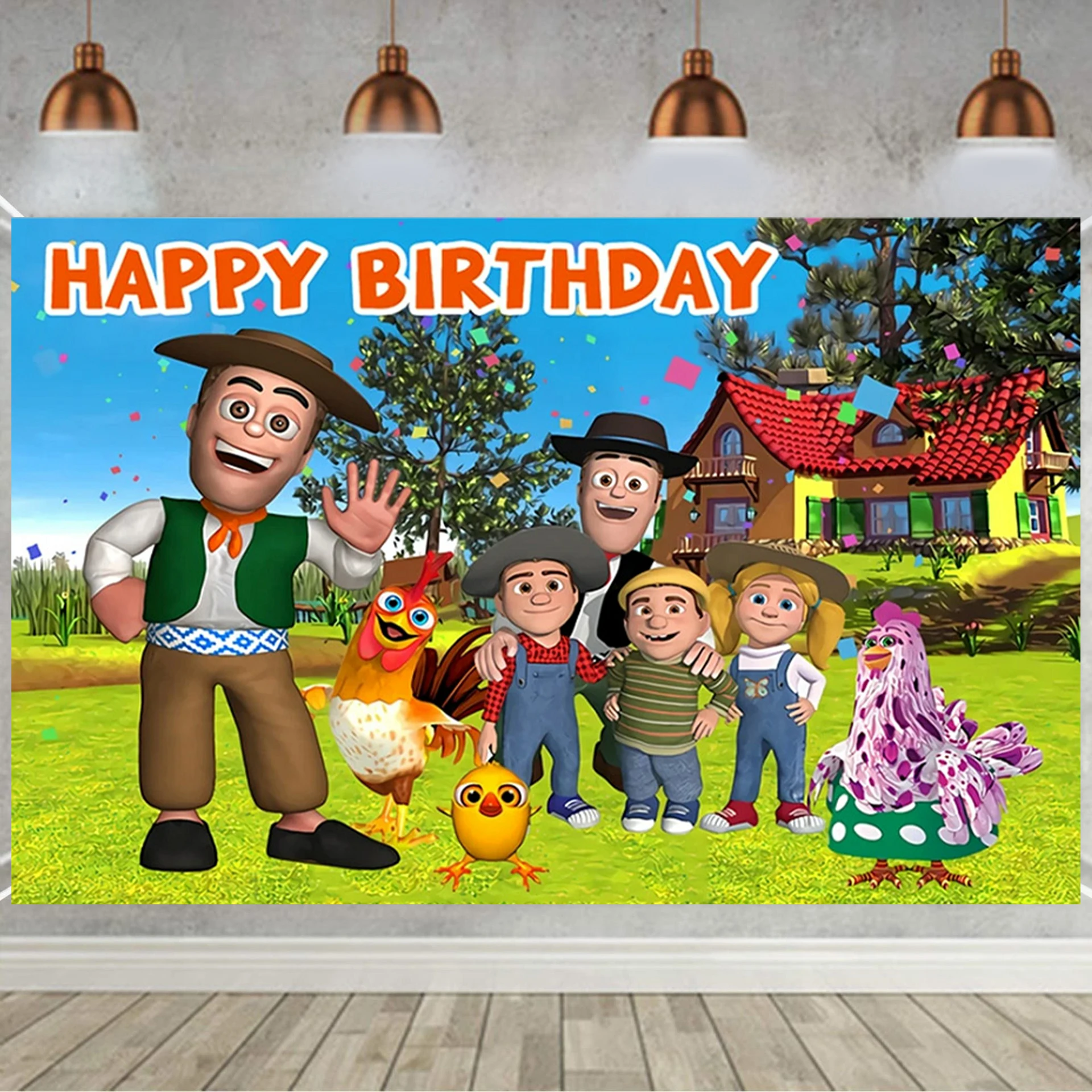 Cartoon La Granja De Zenon Thema Baby Dusche Neugeborenen Geburtstag Party Grün Gras Bauernhof Foto Hintergrund Dekoration Requisiten – Detail 12