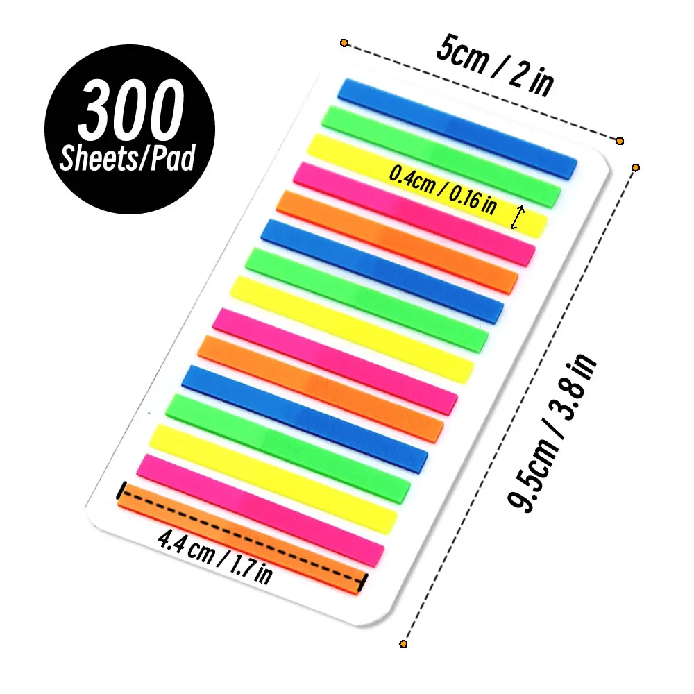 3000 Sheets Color Stickers Transparent Fluorescent Index Tabs Flags Sticky Note Page Bookmark School Office Supplies Stationery