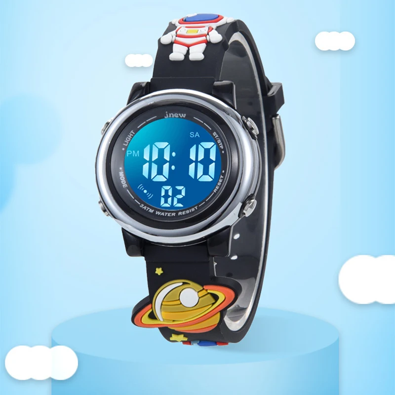 UTHAI C11 Children's Electronic Watch Waterproof Alarm Clock Kids Boy Student Multi-functional Cartoon Sports Astronaut Planet