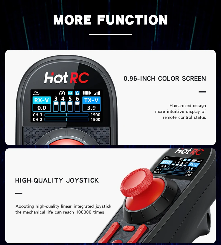 NEW HOTRC DS-650 6CH 2.4G Radio System Transmitter Color Screen Remote Controller F-06A Receiver DS600 Upgrade for RC Boat Model