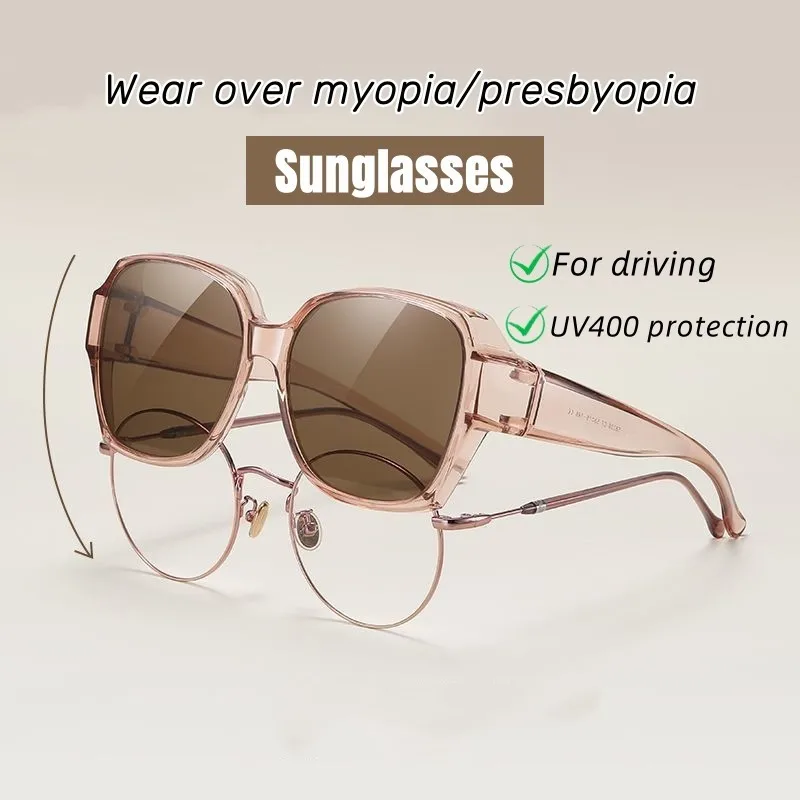 Men Women Polarized Sunglasses Wear Over Myopia Prescription Glasses Vintage Outdoor Travel Night Vision Driving UV400 Goggles