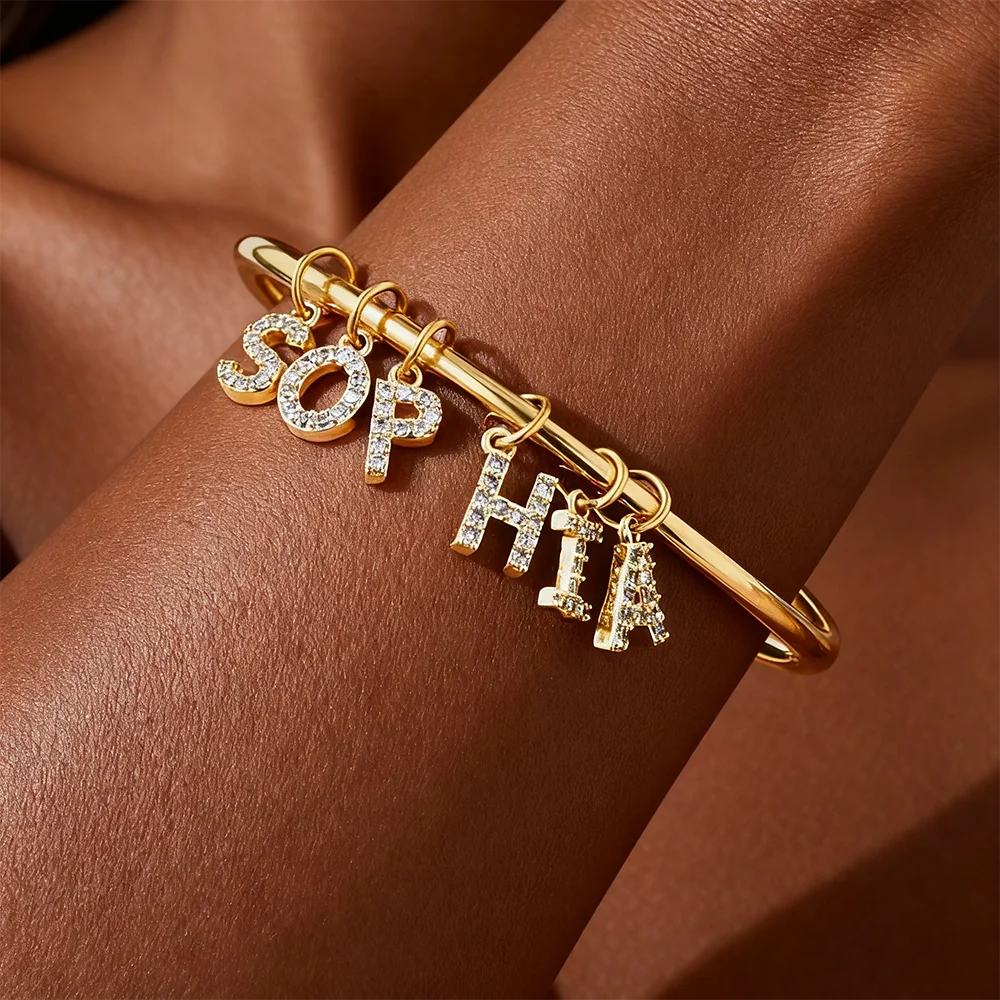 

Waterproof Stainless Steel Letters Diy Custom Bracelet For Women Name Letter Handmade Bangle Fashion Birthday Jewelry Best Gifts