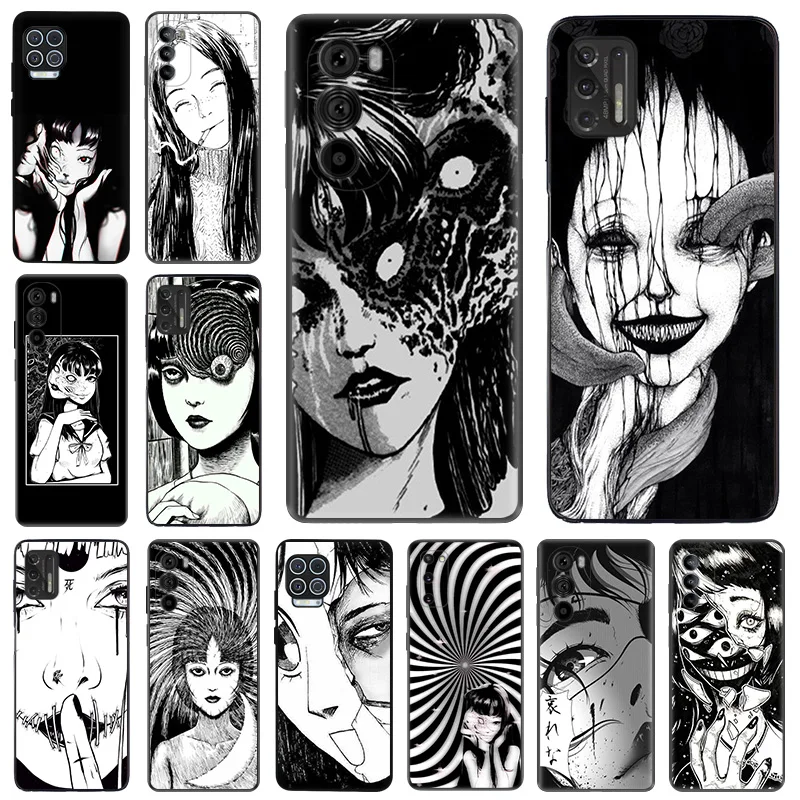 Phone Case For Motorola G50 G51 G30 G31 G60 G71 G22 G32 G52 G72 G73 G53 G9 Junji Ito Tomie Tees Manga Black Soft Anti-Drop Cover