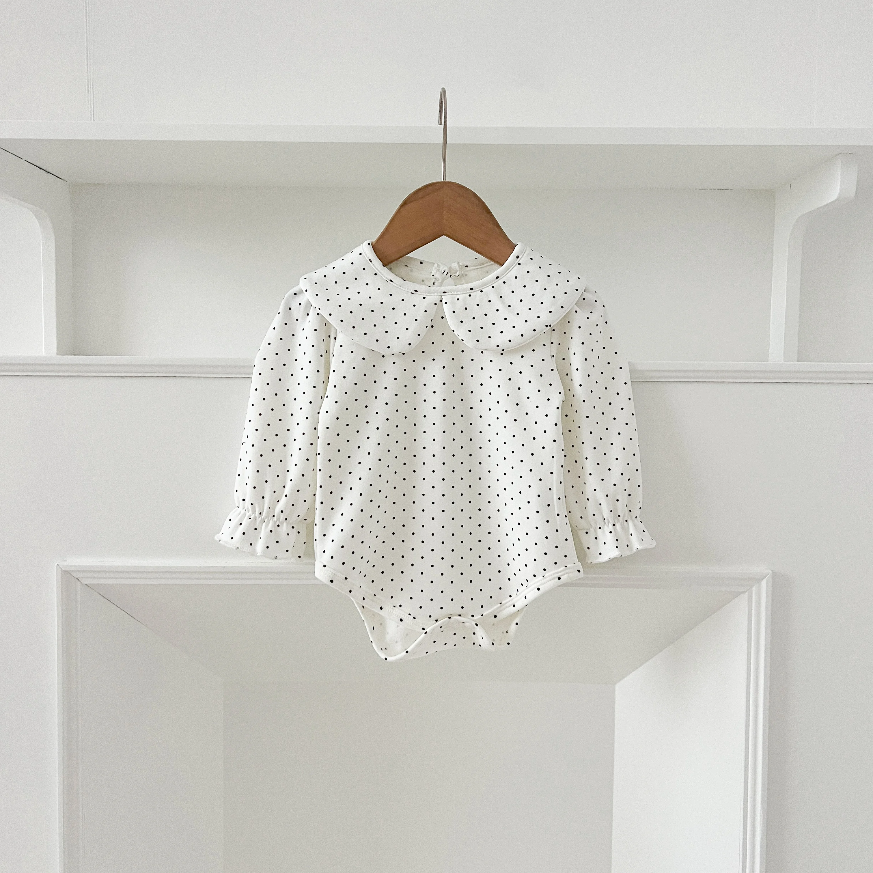 Herbst 0-24M Baby Mädchen Kleidung Kleinkind Baby Jungen Mädchen Strampler Weiß Infant Baby Mädchen Overall Frühling blume Punkte Baumwolle Strampler – Detail 12