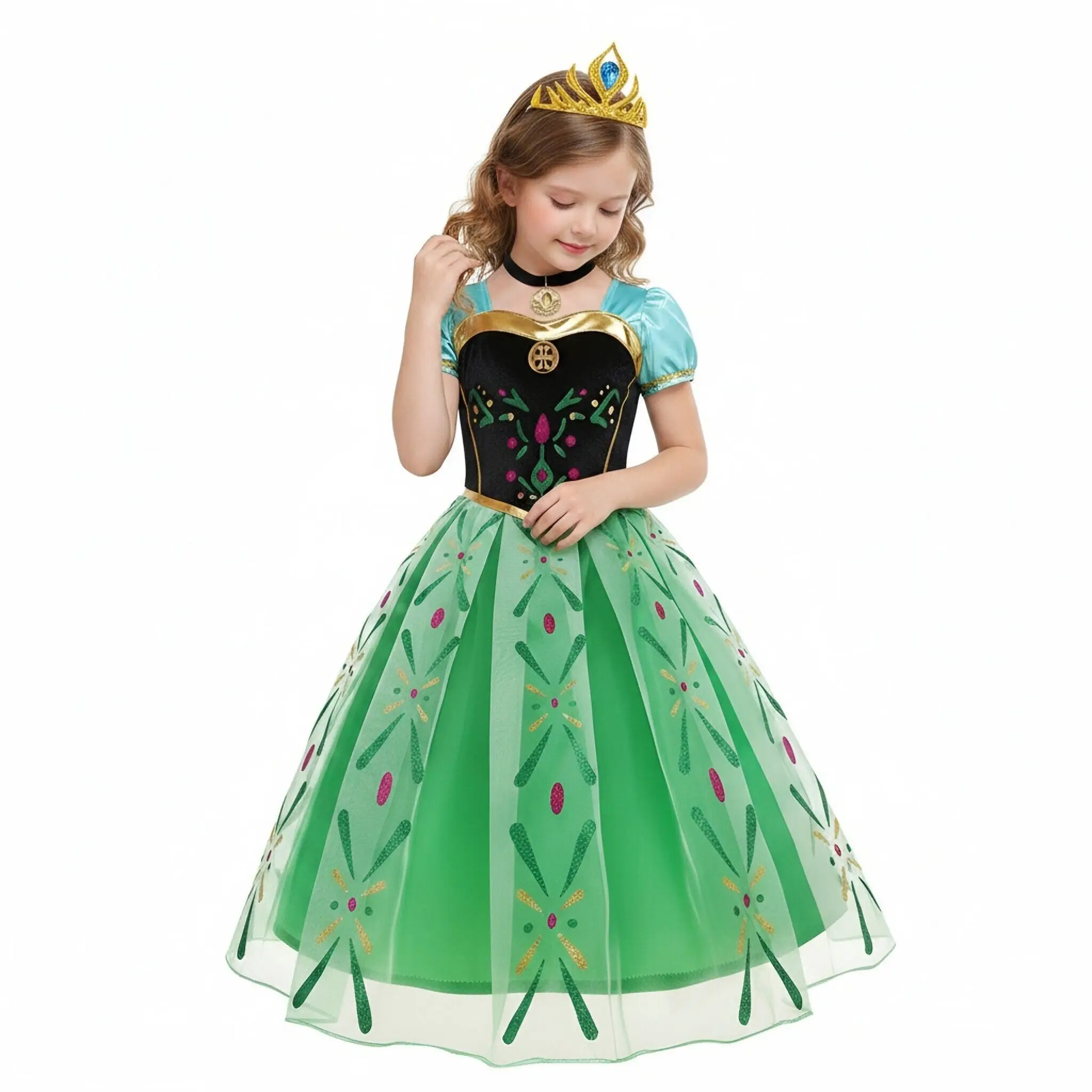 Girls Cosplay Anna Costume Vestidos Queen Princess Dress Halloween Kids Role-play Carnival Children Birthday Party Dress