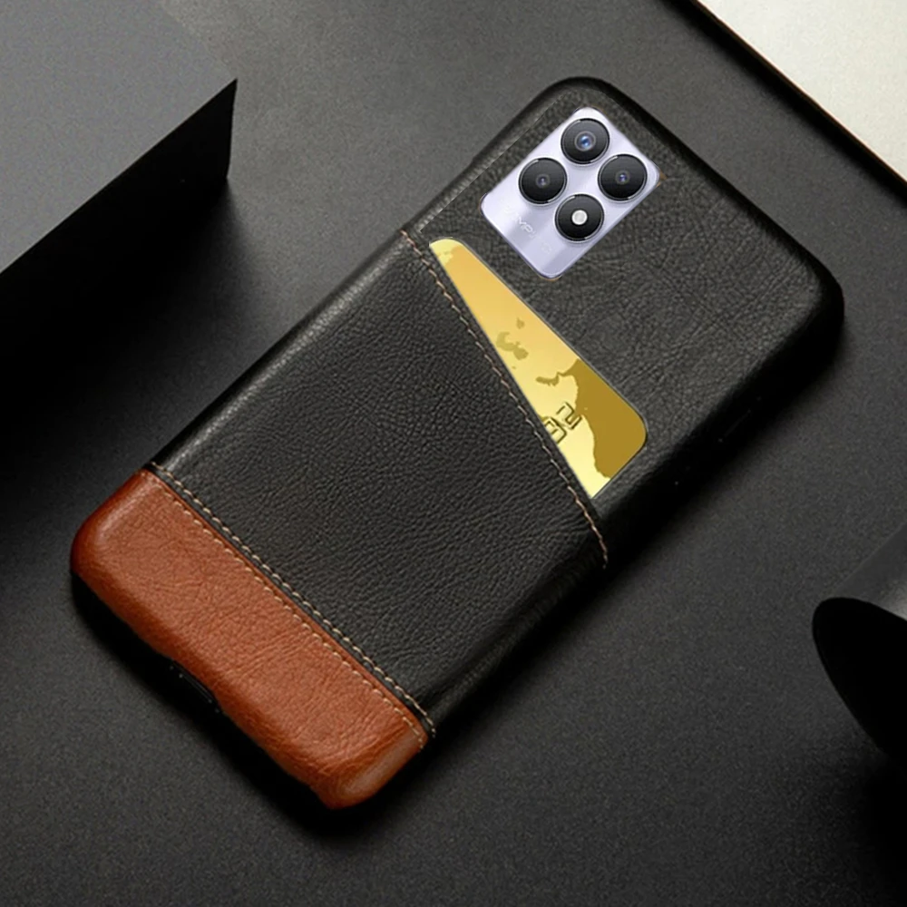 Card Case Realmi 8i Case For OPPO Realme 8i 8 Pro Mixed Splice PU Leather Credit Card Cover For Realme 8i Realme8i 6.6