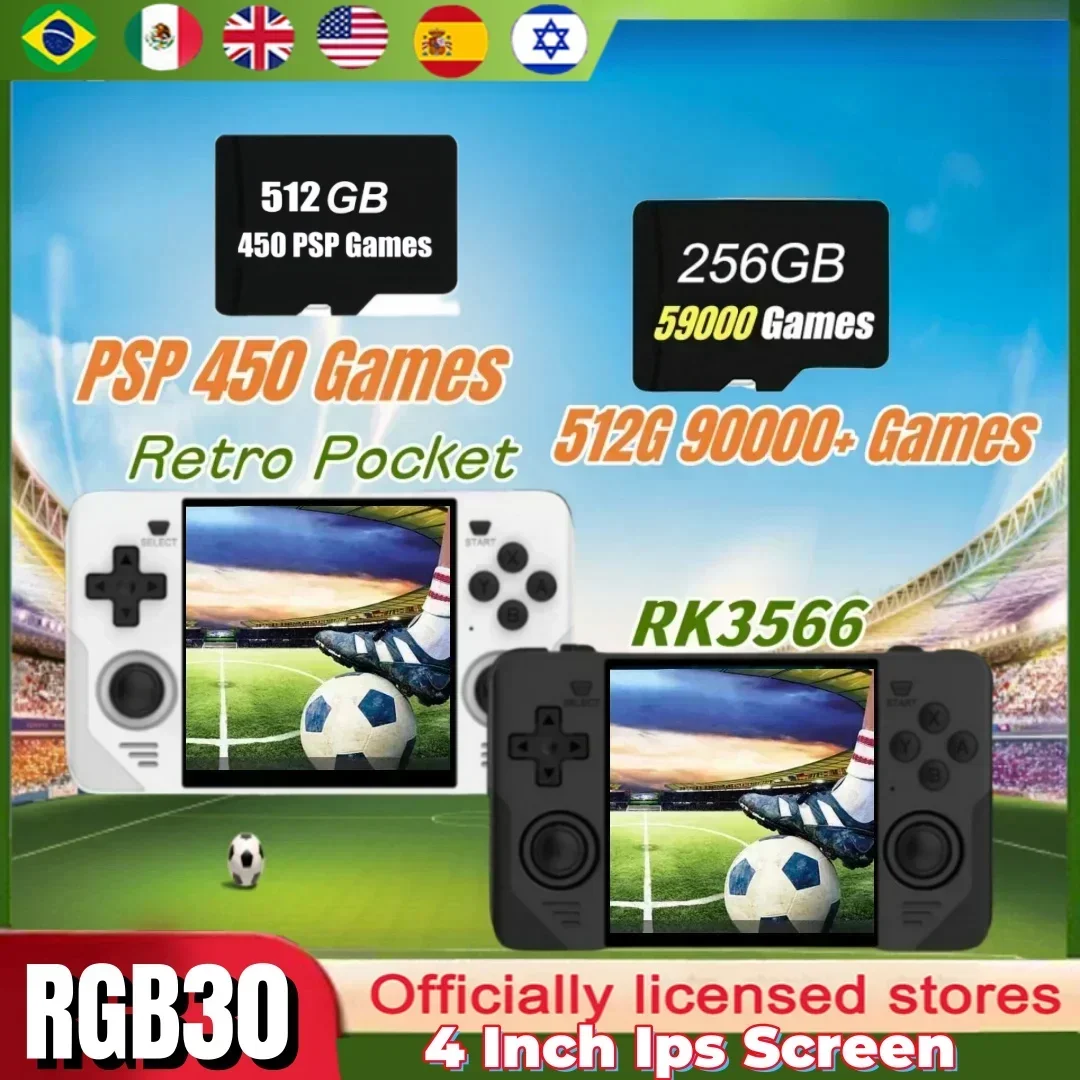 

POWKIDDY RGB30 Portable Handheld Game Console Retro Pocket 4.0 Inch Screen Linux OS Portable Video Players PSP Game Console HDMI