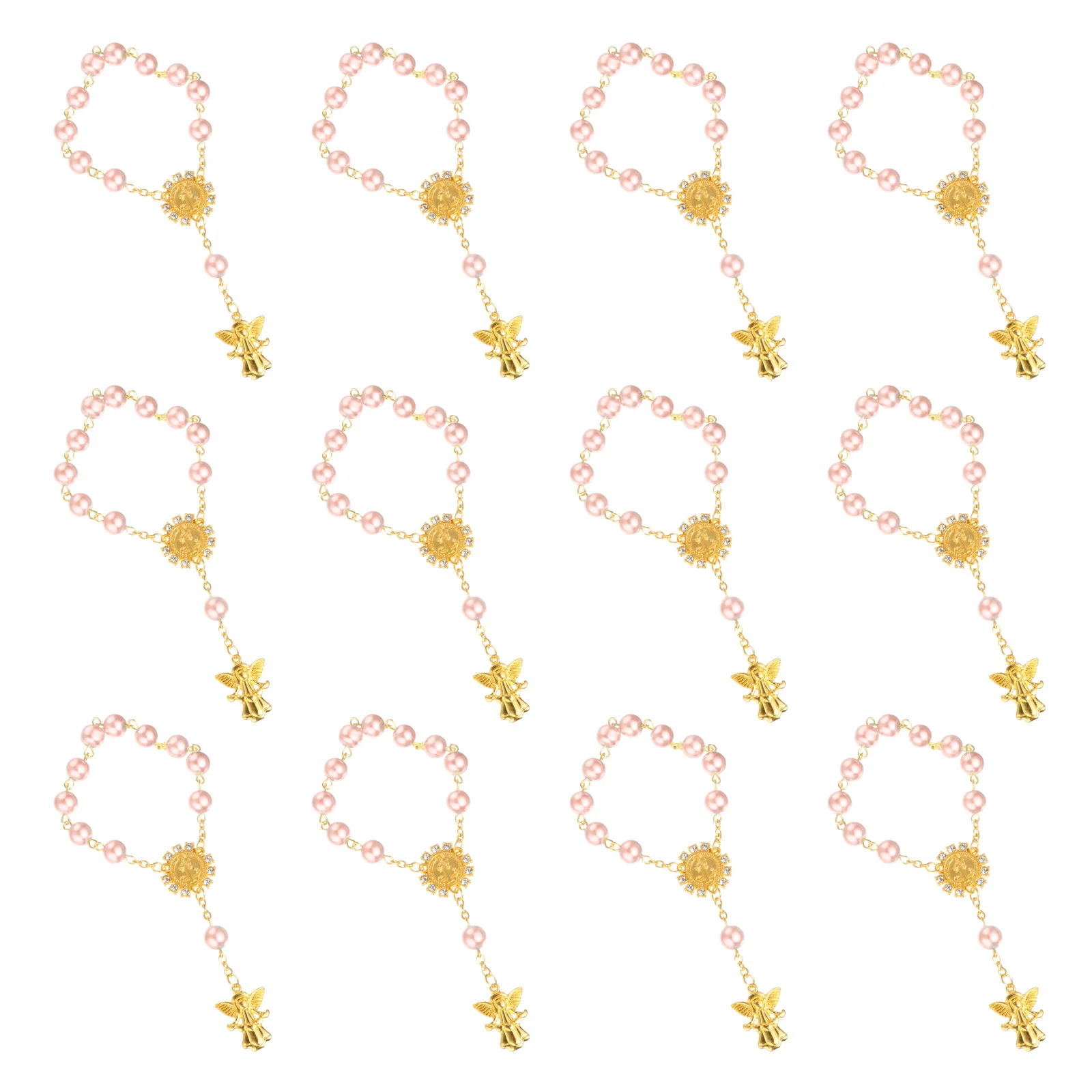 

12 pcs Angel Pendant Bracelets Adjustable Length Rhinestones Alloy Comfortable Stylish Versatile H Chains Gifts