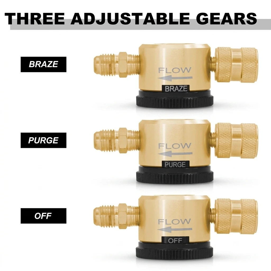 YGTITAN HVAC Nitrogen Purge Regulator, Brass Flow Control Valve for Copper Pipe Brazing, 1/4