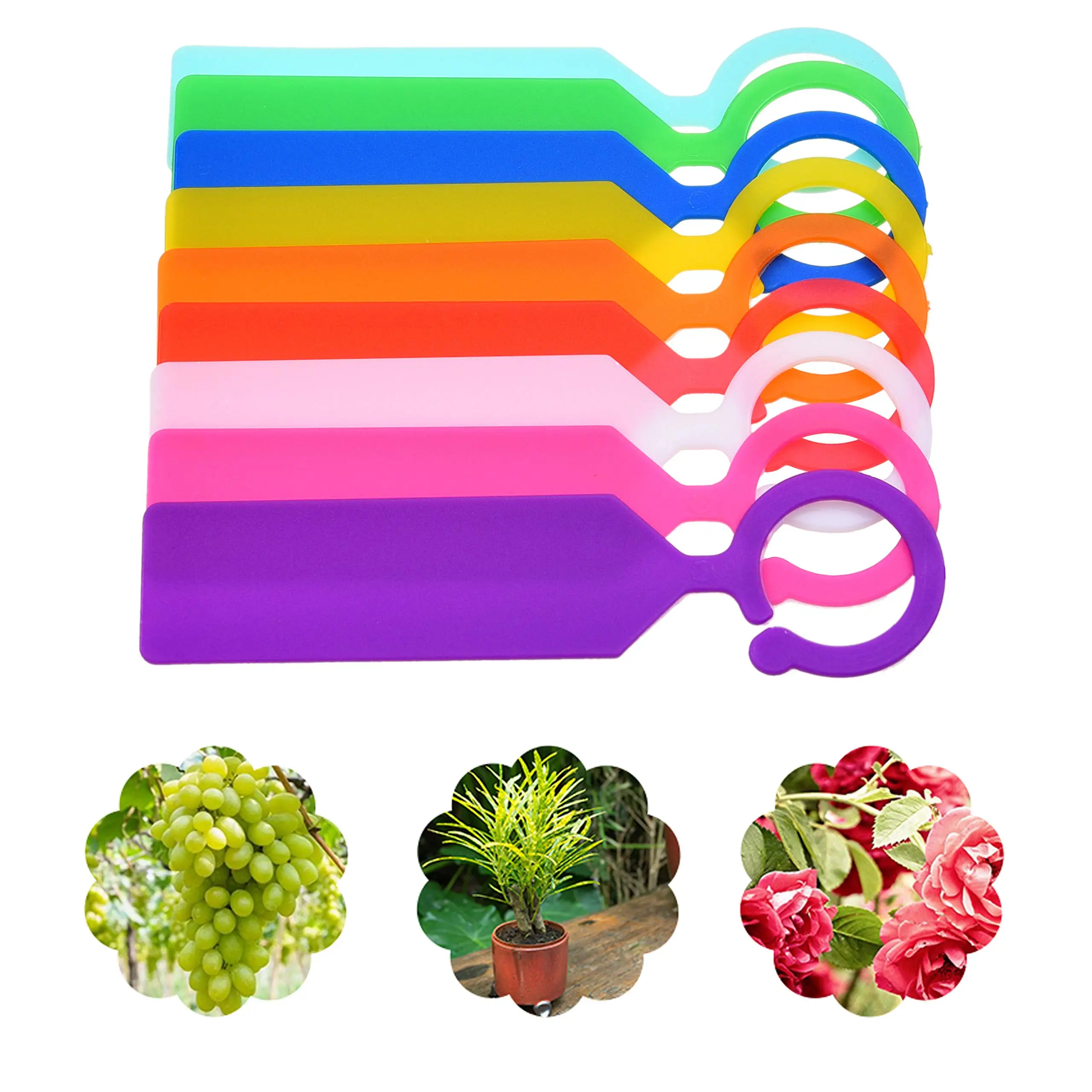 100Pcs Plastic Garden Hanging Plant Tags, Hanging Ring Tags, Colorful Plastic Plant Hooks and Tree Tags