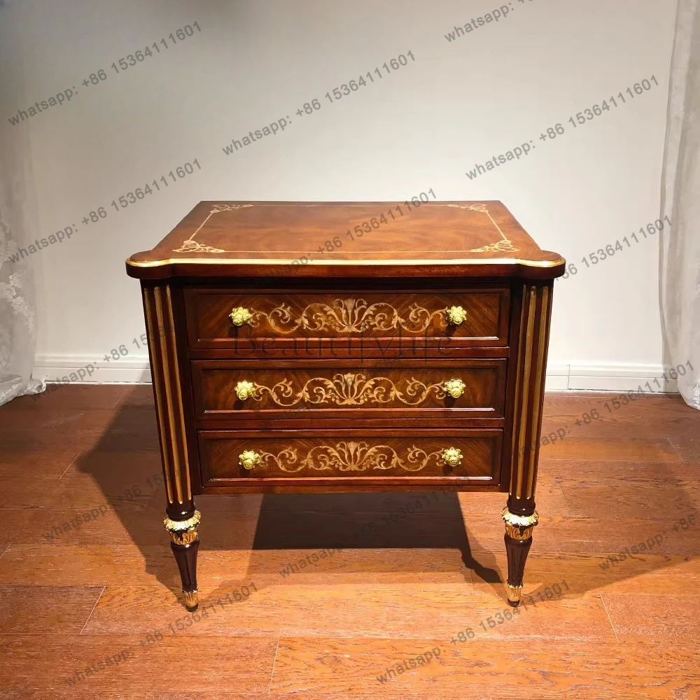 Bedside table British shell inlaid storage cabinet Neoclassical
