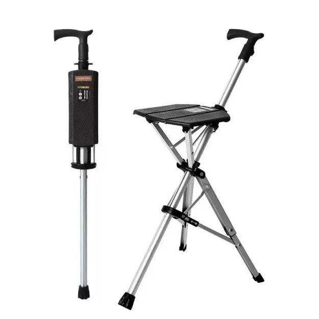 Durable Outdoor Folding Three-Legged Walking Stick Chair for Rehabilitation Centers