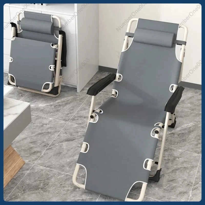 

Lunch Break Folding Recliner Backrest Lazy Beach Chair Leisure Cool Recliner Bed Portable Home Balcony Marching Bed Home Camping