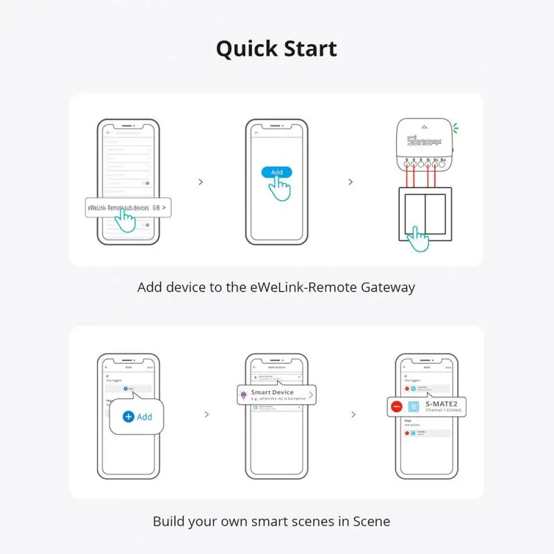 SONOFF S-MATE2 Extreme Switch Mate With Battery Local Control Work Mechanical Switch Support EWeLink Remote Control Via S-MATE2