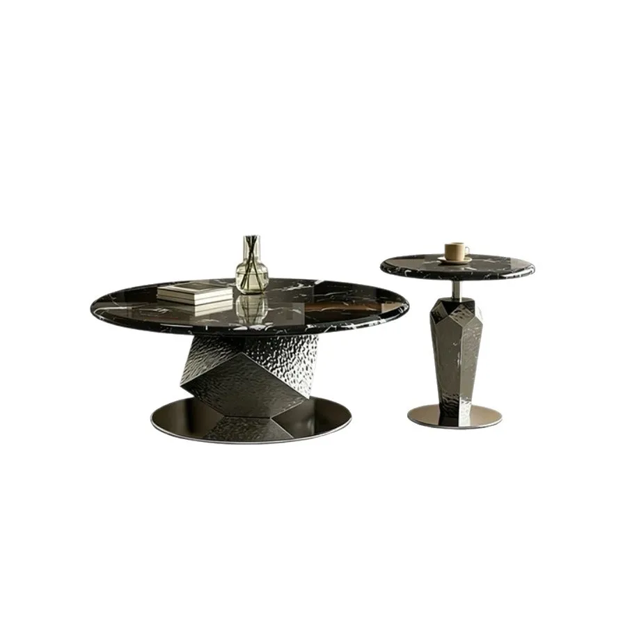 Italian minimalist marble coffee table, combination, stainless steel high-end prism