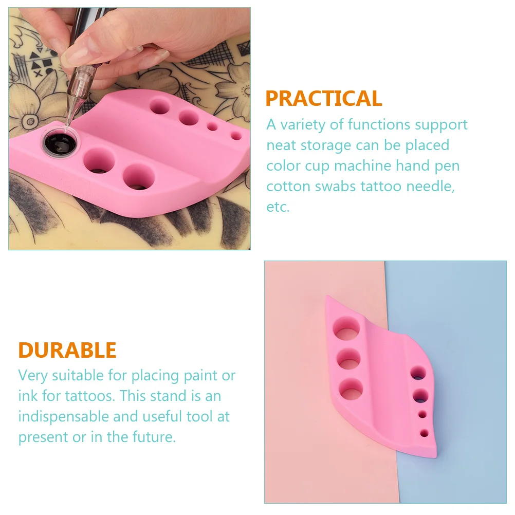 

Silicone Pigment Bracket Tattoo Supplies Cup Storage Ink Cups Pink Color Rack Various Functions Pen Cotton Swabs Tattoo