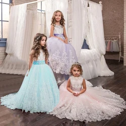 Elegant Party Dress for Girls Backless Bow Tailling Princess Dress 6-14 Yrs Birthday Ceremony Dress Junior Graduation Prom Gown